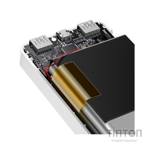 Батарея універсальна Baseus Bipow 20000mAh, 15W, USB-C/3A, 2*USB-A/3A(max.), +cable, white (PPBD050102)