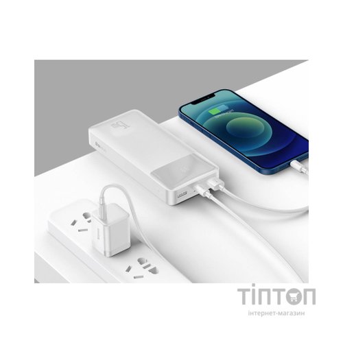 Батарея універсальна Baseus Bipow 20000mAh, 15W, USB-C/3A, 2*USB-A/3A(max.), +cable, white (PPBD050102)