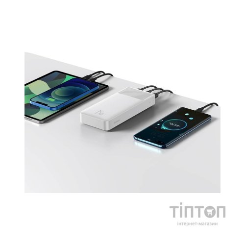 Батарея універсальна Baseus Bipow 20000mAh, 15W, USB-C/3A, 2*USB-A/3A(max.), +cable, white (PPBD050102)