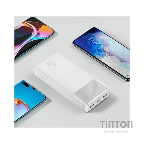 Батарея універсальна Baseus Bipow 20000mAh, 15W, USB-C/3A, 2*USB-A/3A(max.), +cable, white (PPBD050102)
