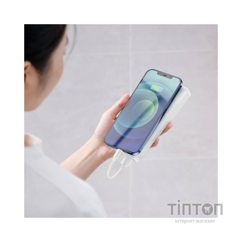Батарея універсальна Baseus Bipow 20000mAh, 15W, USB-C/3A, 2*USB-A/3A(max.), +cable, white (PPBD050102)