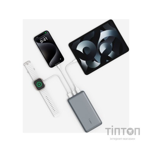 Батарея універсальна Belkin 10000mAh 15W 2xUSB-A, USB-C Gray (BPB011BTGY)