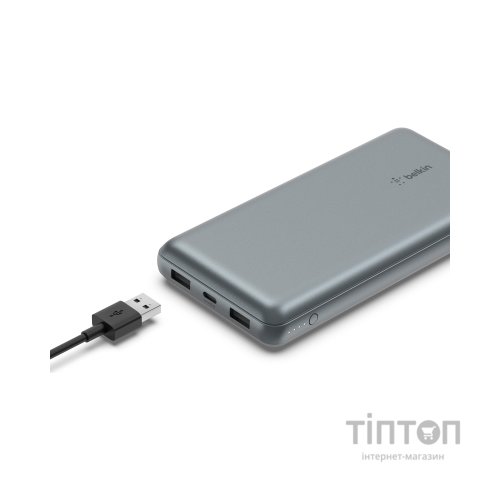 Батарея універсальна Belkin 10000mAh 15W 2xUSB-A, USB-C Gray (BPB011BTGY)
