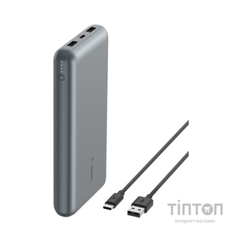 Батарея універсальна Belkin 10000mAh 15W 2xUSB-A, USB-C Gray (BPB011BTGY)
