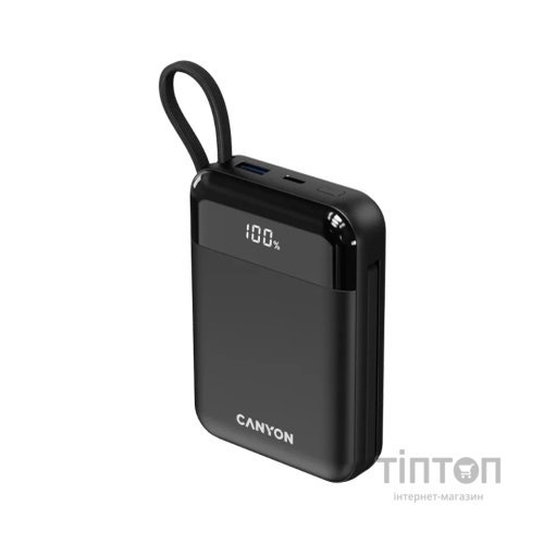 Батарея універсальна Canyon 10000mAh OnPower 104 PD/20W, QC/22.5W built-in cable Black (CNS-CPB104B)