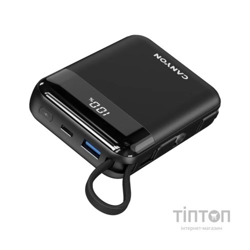 Батарея універсальна Canyon 10000mAh OnPower 104 PD/20W, QC/22.5W built-in cable Black (CNS-CPB104B)