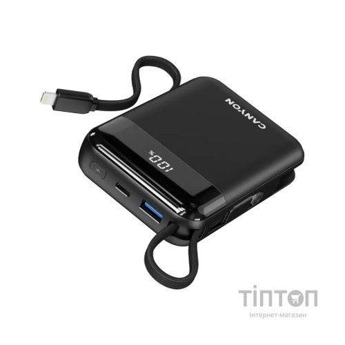 Батарея універсальна Canyon 10000mAh OnPower 104 PD/20W, QC/22.5W built-in cable Black (CNS-CPB104B)