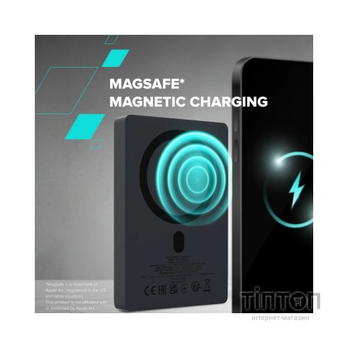 Батарея універсальна Canyon 10000mAh OnPower 511 PD20W Magnetic wireless MagSafe Black (CNS-CPB511B)