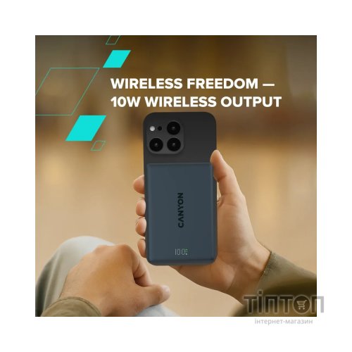 Батарея універсальна Canyon 10000mAh OnPower 511 PD20W Magnetic wireless MagSafe Black (CNS-CPB511B)