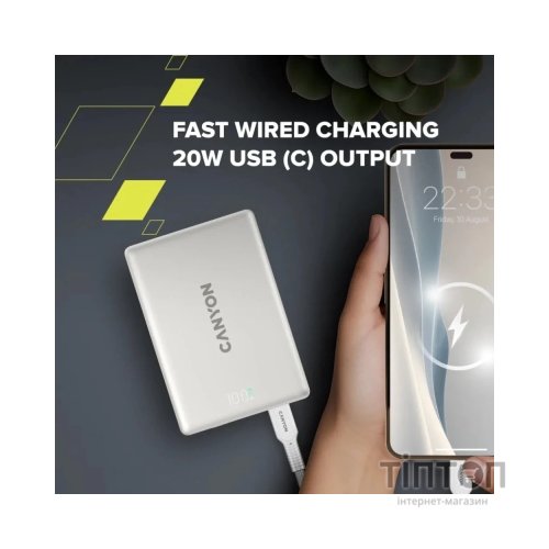 Батарея універсальна Canyon 10000mAh OnPower 511 PD20W Magnetic wireless MagSafe Grey (CNS-CPB511G)