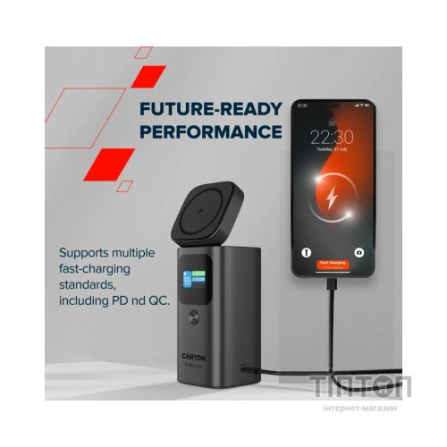 Батарея універсальна Canyon 15000mAh OnPower 150 Qi2 magnetic Grey (CNS-CPB150DG)
