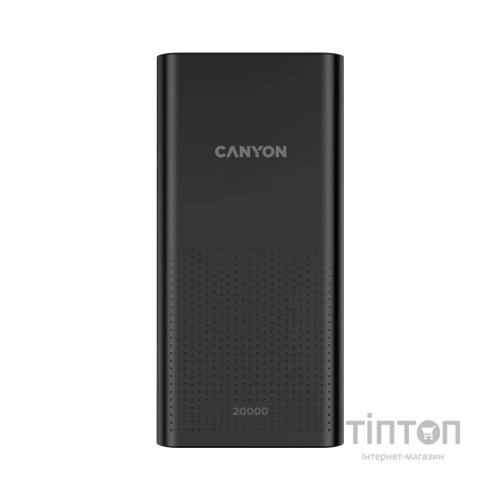 Батарея універсальна Canyon 20000mAh, Input 5V/2A, Output 5V/2.1A(Max), Black (CNE-CPB2001B)