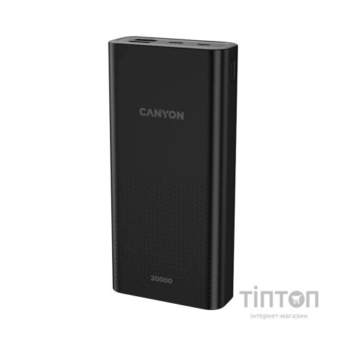 Батарея універсальна Canyon 20000mAh, Input 5V/2A, Output 5V/2.1A(Max), Black (CNE-CPB2001B)
