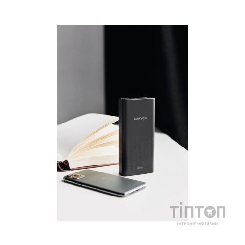 Батарея універсальна Canyon 20000mAh, Input 5V/2A, Output 5V/2.1A(Max), Black (CNE-CPB2001B)
