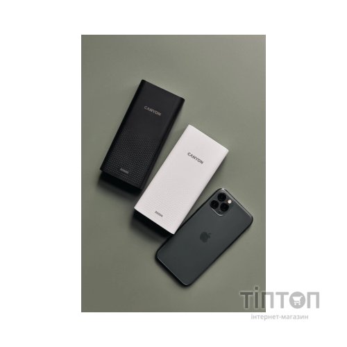 Батарея універсальна Canyon 20000mAh, Input 5V/2A, Output 5V/2.1A(Max), Black (CNE-CPB2001B)