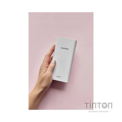 Батарея універсальна Canyon 20000mAh, Input 5V/2A, Output 5V/2.1A(Max), White (CNE-CPB2001W)
