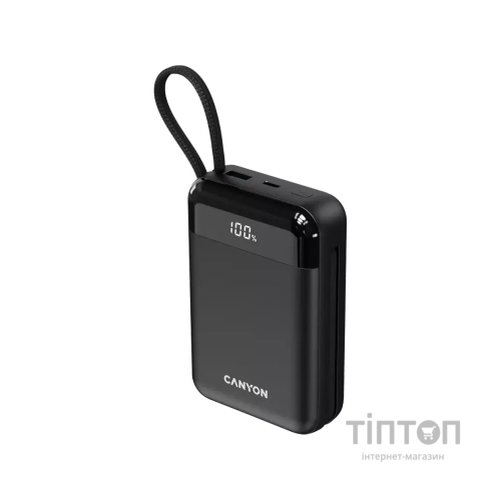 Батарея універсальна Canyon 20000mAh OnPower 204 PD/20W Built-in Lightning Cable (CNS-CPB204B)