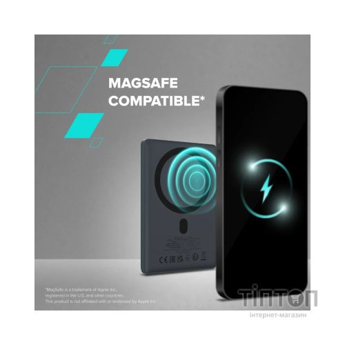 Батарея універсальна Canyon 5000mAh OnPower 500 PD20W Magnetic wireless MagSafe Black (CNS-CPB500B)
