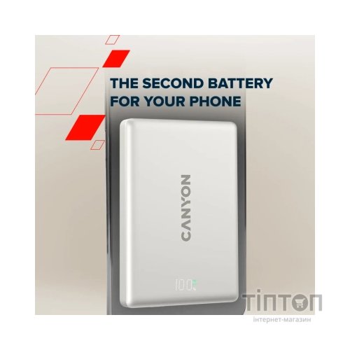 Батарея універсальна Canyon 5000mAh OnPower 500 PD20W Magnetic wireless MagSafe Grey (CNS-CPB500G)