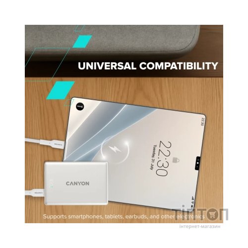 Батарея універсальна Canyon 5000mAh OnPower 500 PD20W Magnetic wireless MagSafe Grey (CNS-CPB500G)