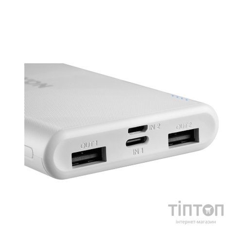 Батарея універсальна Canyon PB-108 10000mAh, Input 5V/2A, Output 5V/2.1A(Max), white (CNE-CPB1008W)