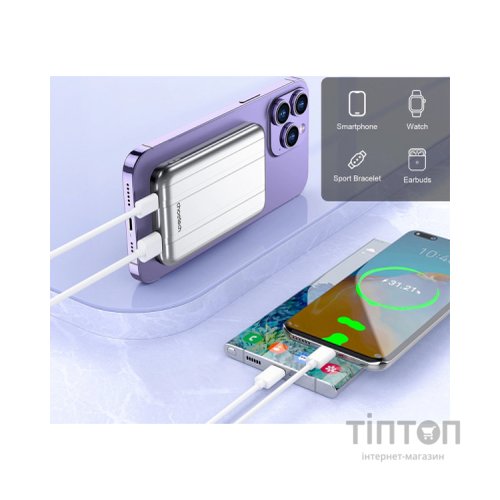 Батарея універсальна Choetech Magnetic Wireless 5000mAh 10W, USB-A,USB-C In/Out (B655 / 6932112104779)