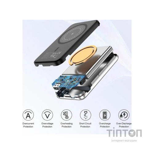 Батарея універсальна Choetech Magnetic Wireless 5000mAh 10W, USB-A,USB-C In/Out (B655 / 6932112104779)