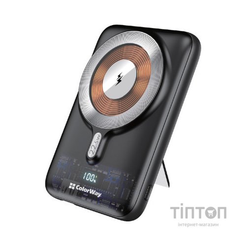 Батарея універсальна ColorWay 10 000 mAh 15W MagSafe (USB QC3.0 + USB-C PD 22.5W) (CW-PB100LPA3BK-WPDD)
