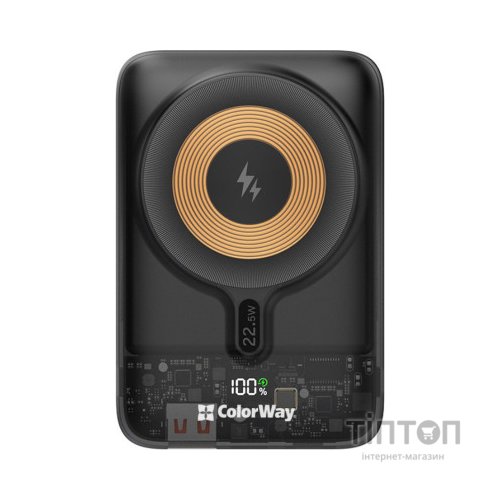 Батарея універсальна ColorWay 10 000 mAh 15W MagSafe (USB QC3.0 + USB-C PD 22.5W) (CW-PB100LPA3BK-WPDD)