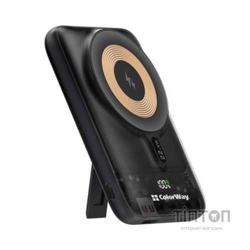 Батарея універсальна ColorWay 10 000 mAh 15W MagSafe (USB QC3.0 + USB-C PD 22.5W) (CW-PB100LPA3BK-WPDD)