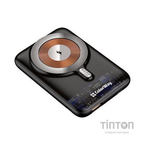 Батарея універсальна ColorWay 10 000 mAh 15W MagSafe (USB QC3.0 + USB-C PD 22.5W) (CW-PB100LPA3BK-WPDD)