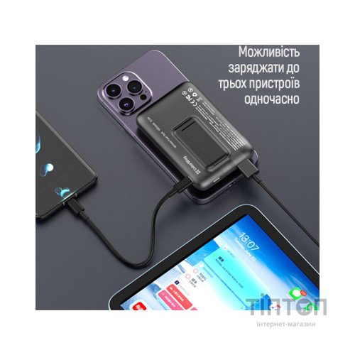 Батарея універсальна ColorWay 10 000 mAh 15W MagSafe (USB QC3.0 + USB-C PD 22.5W) (CW-PB100LPA3BK-WPDD)