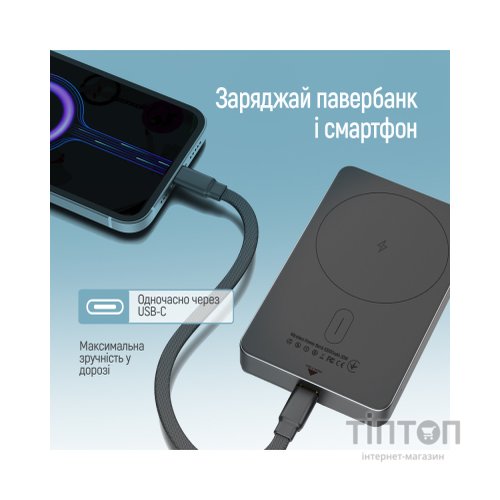 Батарея універсальна ColorWay 10 000 mAh PD/22.5W, 15W MagSafe Black (CW-PB100LPA1BK-WPDD)