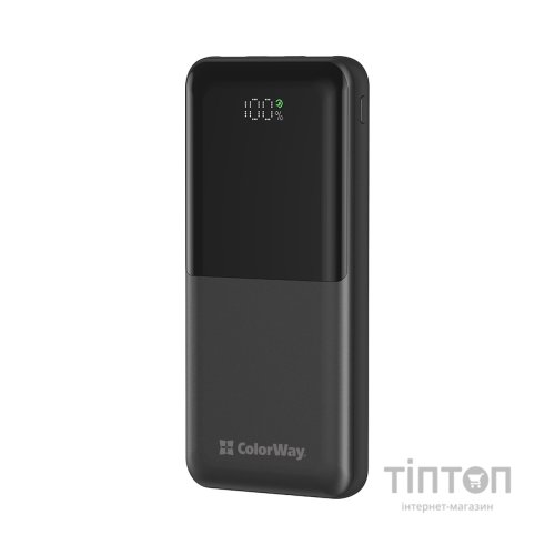Батарея універсальна ColorWay 10 000 mAh PD/22.5W, QC/3.0, LCD, Black (CW-PB100LPB3BK-PDD)