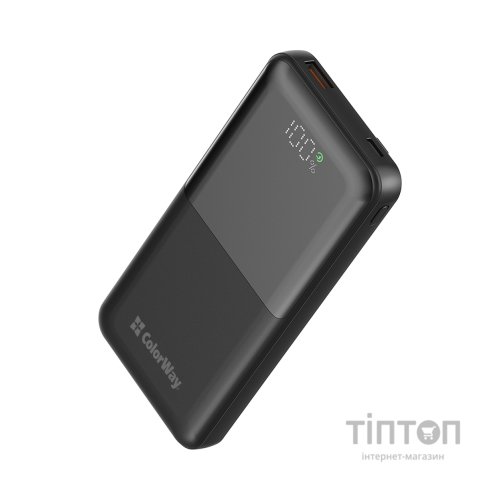 Батарея універсальна ColorWay 10 000 mAh PD/22.5W, QC/3.0, LCD, Black (CW-PB100LPB3BK-PDD)