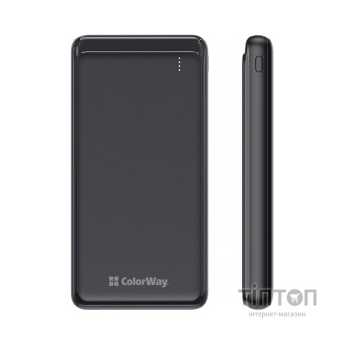Батарея універсальна ColorWay 10 000 mAh Slim, Black (CW-PB100LPF2BK)
