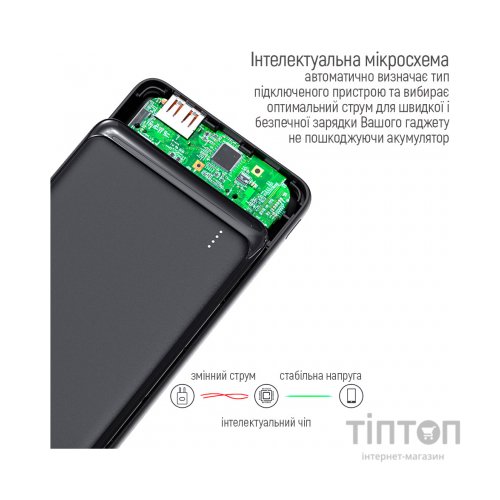 Батарея універсальна ColorWay 10 000 mAh Slim, Black (CW-PB100LPF2BK)