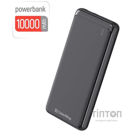 Батарея універсальна ColorWay 10 000 mAh Slim (USB QC3.0 + USB-C Power Delivery 18W) Black (CW-PB100LPG3BK-PD)