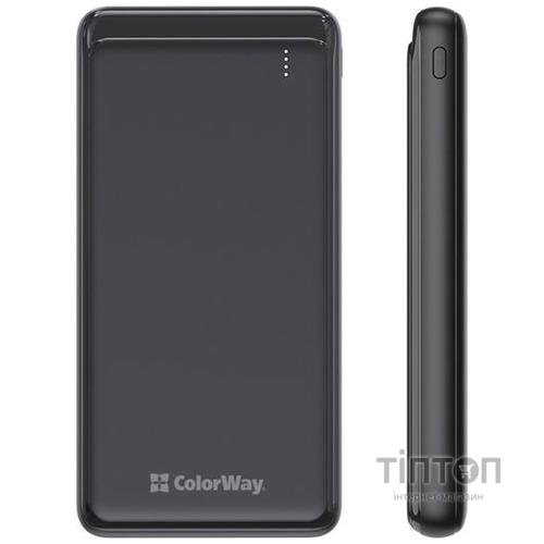 Батарея універсальна ColorWay 10 000 mAh Slim (USB QC3.0 + USB-C Power Delivery 18W) Black (CW-PB100LPG3BK-PD)