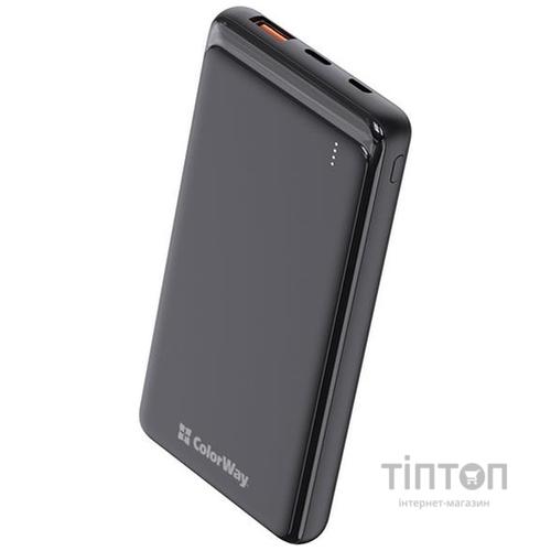 Батарея універсальна ColorWay 10 000 mAh Slim (USB QC3.0 + USB-C Power Delivery 18W) Black (CW-PB100LPG3BK-PD)