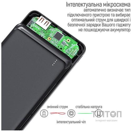 Батарея універсальна ColorWay 10 000 mAh Slim (USB QC3.0 + USB-C Power Delivery 18W) Black (CW-PB100LPG3BK-PD)