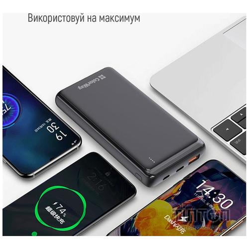 Батарея універсальна ColorWay 10 000 mAh Slim (USB QC3.0 + USB-C Power Delivery 18W) Black (CW-PB100LPG3BK-PD)