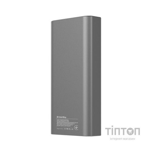 Батарея універсальна ColorWay 20 000 mAh PD/20W, QC/3.0, USB-C/Micro-USB/Lightning/USB-A max.22.5W Gray (CW-PB200LPH3GR-PDD)