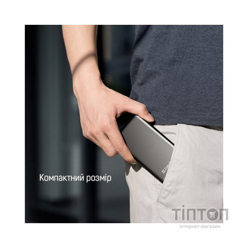 Батарея універсальна ColorWay 20 000 mAh PD/20W, QC/3.0, USB-C/Micro-USB/Lightning/USB-A max.22.5W Gray (CW-PB200LPH3GR-PDD)