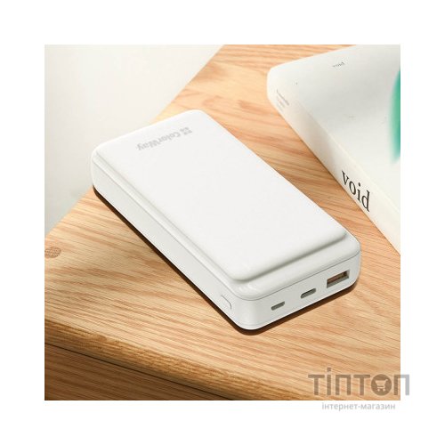 Батарея універсальна ColorWay 20 000 mAh Slim PD/20W, QC/3.0 USB-C/Micro-USB/USB-A White (CW-PB200LPG3WT-PD)