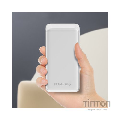 Батарея універсальна ColorWay 20 000 mAh Slim PD/20W, QC/3.0 USB-C/Micro-USB/USB-A White (CW-PB200LPG3WT-PD)