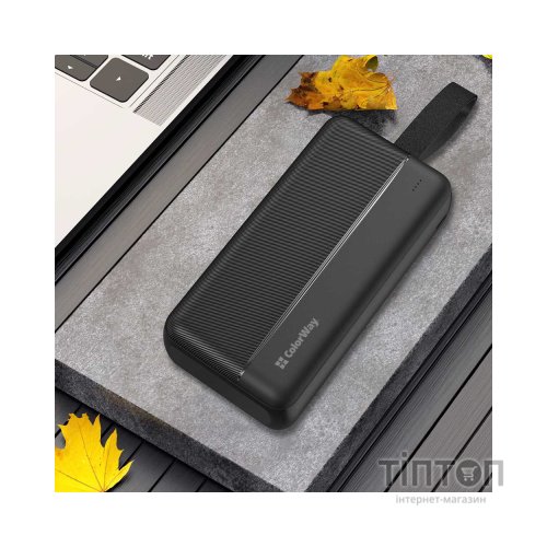Батарея універсальна ColorWay 30 000 mAh High-power 2 PD/20W, QC/3.0, USB-C/Micro-USB (CW-PB300LPC2BK-PD)