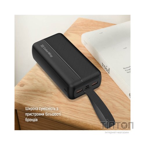 Батарея універсальна ColorWay 30 000 mAh High-power 2 PD/20W, QC/3.0, USB-C/Micro-USB (CW-PB300LPC2BK-PD)