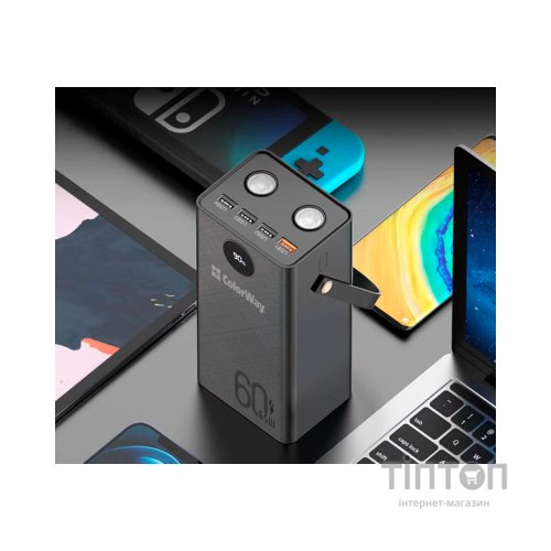 Батарея універсальна ColorWay 60 000 mAh Powerful PD/65W, QC/4.0, AFC, FCP, Black (CW-PB600LPA5BK-PDD)