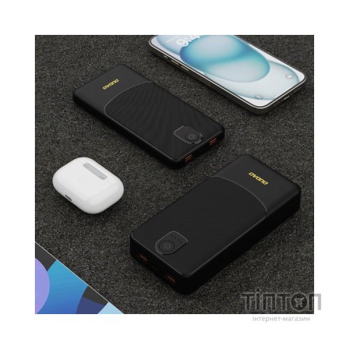 Батарея універсальна Dudao 10000mAh K10 12W, 2*USB-A, USB-C(IN), Black (6977196682164)